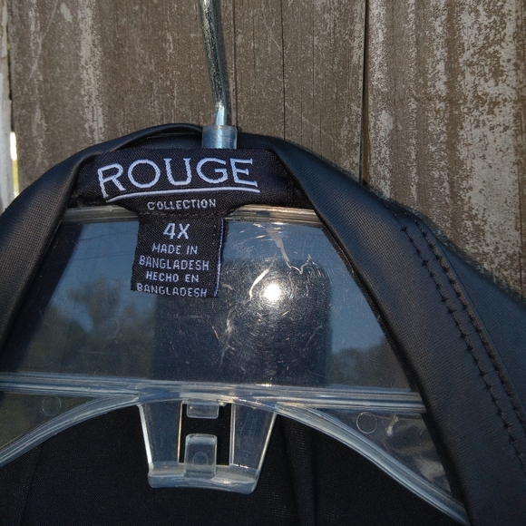 Rouge Stretch  Plus Size Peplum Faux Leather Zip-Up Black Blouse 4X. FF223 - Picture 2 of 4